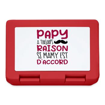 Papy A Toujours Raison Si Mamy Est D'accord - Boîte à goûter - rouge - Devant