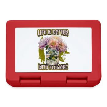 Chrysanthème, fleurs botaniques Vintage en pot - Boîte à goûter - rouge - Devant