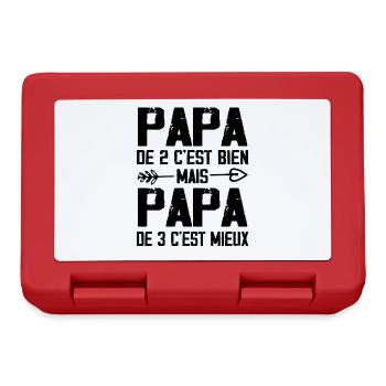 Papa De 3 C'est Mieux Humour Cadeau Papa - Boîte à goûter - rouge - Devant
