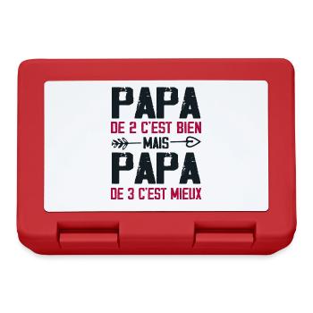 Papa De 3 C'est Mieux Humour Cadeau Papa - Boîte à goûter - rouge - Devant