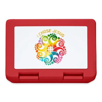 Jesus Christus Spruch Regenbogen-Mandala LGBTQ - Brotdose - Rot - Vorne