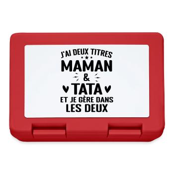 Maman Tata Deux Titres Cadeau Neveu Nièce Tante - Boîte à goûter - rouge - Devant