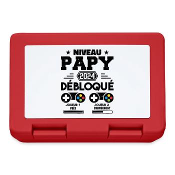 Niveau Papy Débloqué Futur Grand Père 2024 Cadeau - Boîte à goûter - rouge - Devant