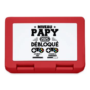 Niveau Papy Débloqué Futur Grand Père 2025 Cadeau - Boîte à goûter - rouge - Devant