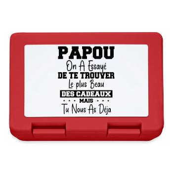 Papou Cadeau Humour Papa Fête des Pères - Boîte à goûter - rouge - Devant