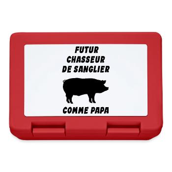 Enfant - Futur Chasseur de Sanglier Comme Papa - Boîte à goûter - rouge - Devant