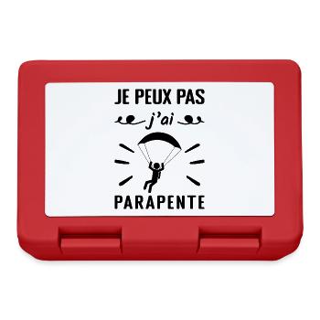 J'peux Pas J'ai Parapente - Cadeau Parapentiste - Boîte à goûter - rouge - Devant