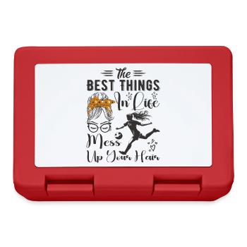 The Best Things In Life Mess Up Your Hair Soccer - Lunchbox - red - Front