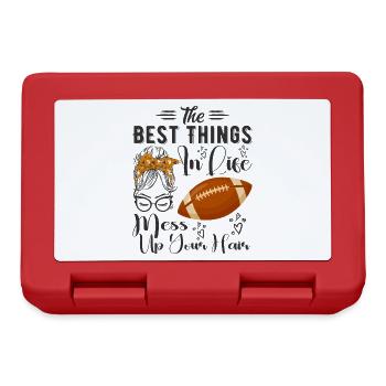 The Best Things In Life Mess Up Your Hair Football - Lunchbox - red - Front