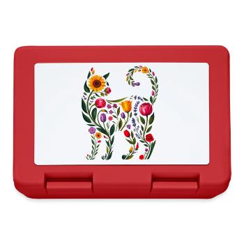 Silhouette Chat Floral Femmes - Boîte à goûter - rouge - Devant