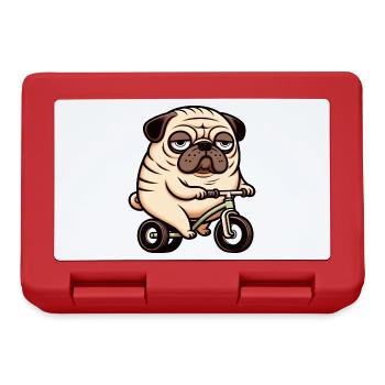Funny Pug Dog on Bicycle Tricycle Balance Bike - Lunchbox - red - Front