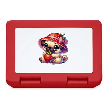 Pug with Strawberry Summer Fruity - Lunchbox - red - Front