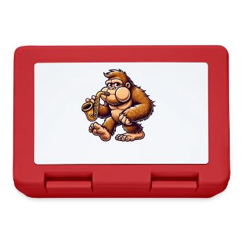 Bigfoot Saxophone Jazz Cartoon Thick Cheeks - Lunchbox - red - Front