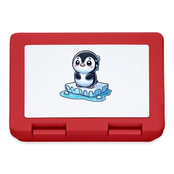 Pinguin schwitzt Eisscholle Schmelzen Südpol - Brotdose - Rot - Vorne