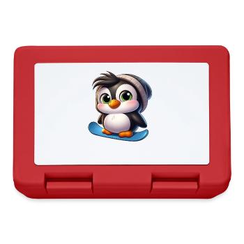 Lustiger Pinguin Snowboard Abenteurer - Brotdose - Rot - Vorne