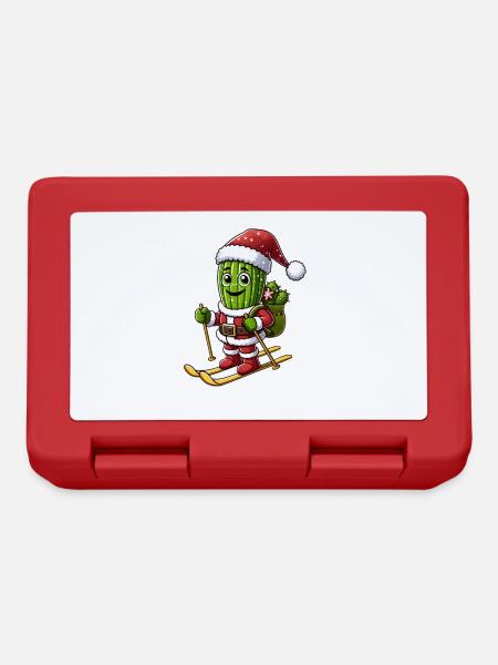 Christmas Cactus Skier Winter Sports - Lunchbox - red