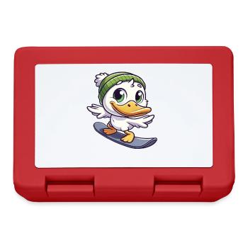 Lustige Ente Snowboarder Cartoon Wintersport - Brotdose - Rot - Vorne