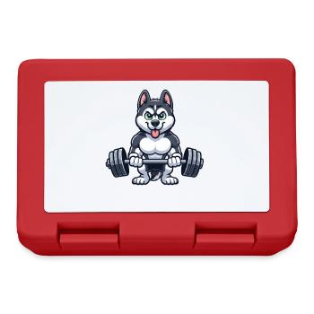 Husky Fitness Workout Bodybuilder Cartoon Gym - Lunchbox - red - Front