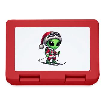 Noël Alien Skier Père Noël Ski - Boîte à goûter - rouge - Devant