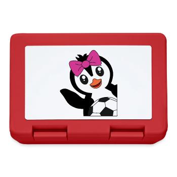Penguin with football - for footballers - Lunchbox - red - Front