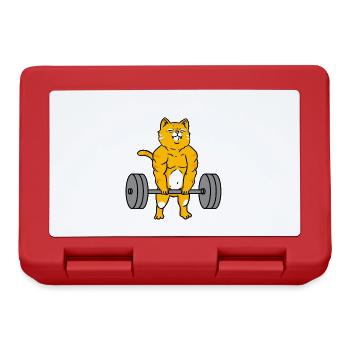 Katze beim Kreuzheben Fitness Katze - Brotdose - Rot - Vorne