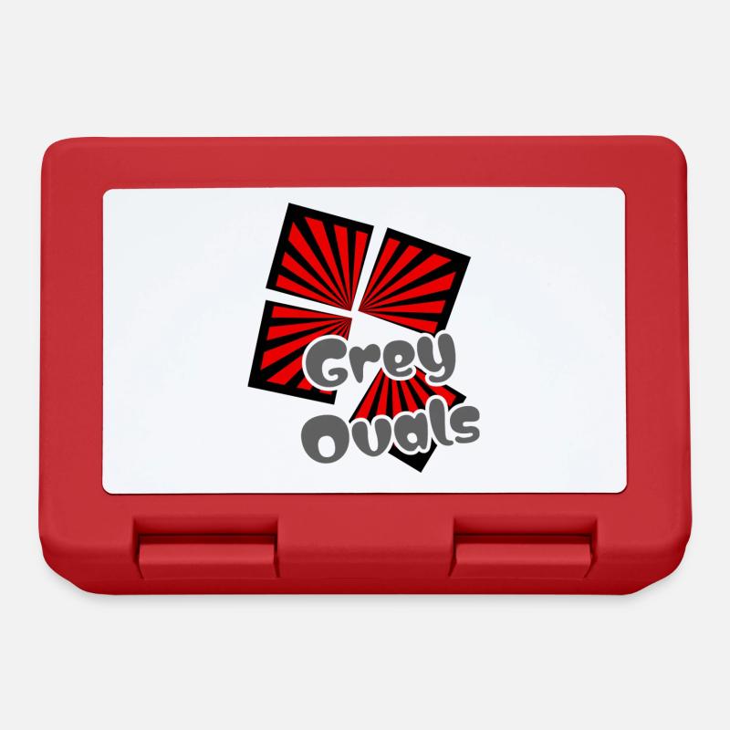 Red Squares Grey Ovals - Lunchbox - red