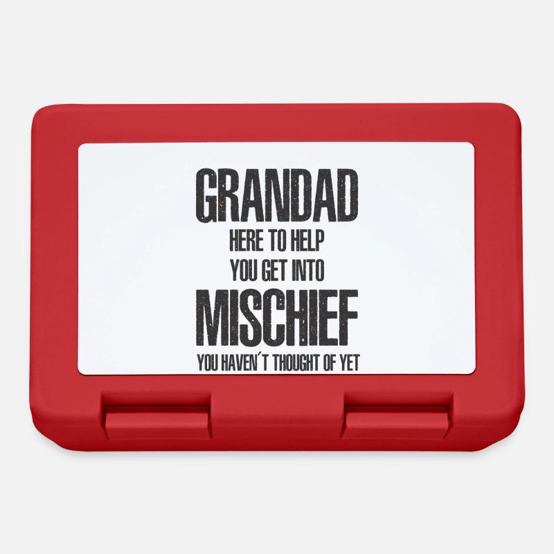 Grandad Here To Help You Get Into Mischief - Lunchbox - red