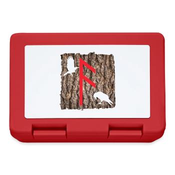 Rune Ansuz avec les corbeaux d’Odin - Boîte à goûter - rouge - Devant