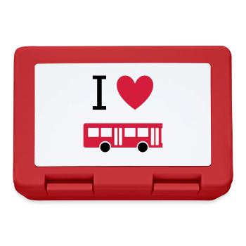 ★ Designfarben änderbar ★ Ich liebe Busse - Brotdose - Rot - Vorne