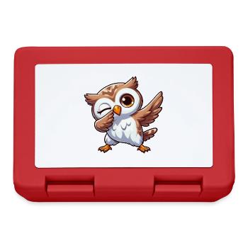 Cool Owl Dab Dabbing Funny Design - Lunchbox - red - Front