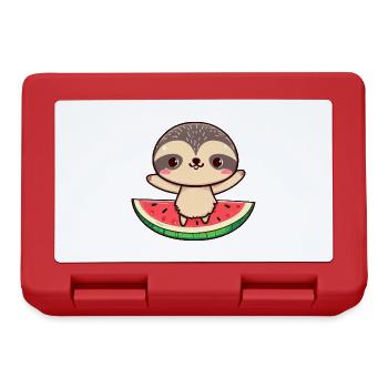 Paresseux avec melon - Cute Kawaii Design - Boîte à goûter - rouge - Devant