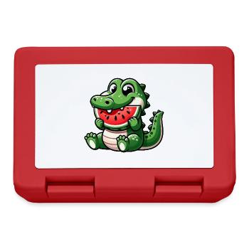 Krokodil Mit Wassermelone Fruchtig Niedlich - Brotdose - Rot - Vorne