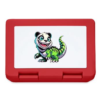 Whimsical Dino T-Rex Panda Mythical Creature - Lunchbox - red - Front