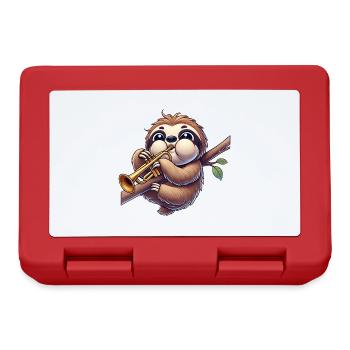 Sloth playing trumpet funny cartoon musician - Lunchbox - red - Front