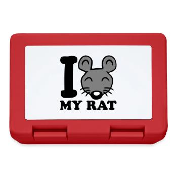 I Love My Rat Text Spruch Maus Süße Kleine Ratte - Brotdose - Rot - Vorne