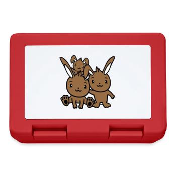 3 Lapins Famille Enfants Parents Trois Frères et sœurs Mignon - Boîte à goûter - rouge - Devant