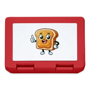 Happy Toast dessin animé Pouces vers le haut Drôle - Boîte à goûter - rouge - Devant