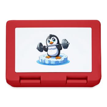 Penguin weightlifter on melting floe - Lunchbox - red - Front