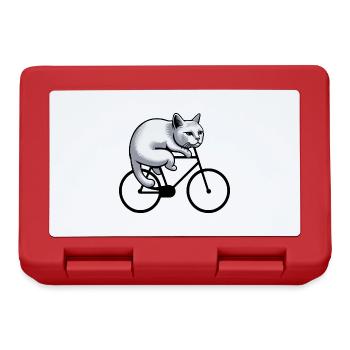 Quirky cat bike relaxed chill relax - Lunchbox - red - Front
