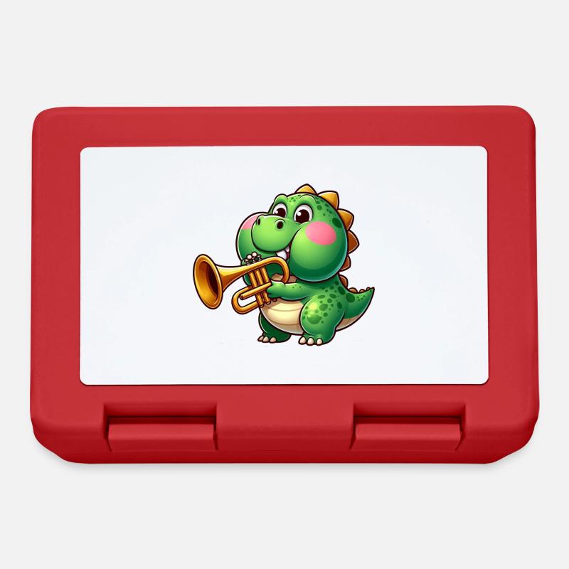 Dicker Trex mit Trompete Cartoon Dinosaurier Musik - Brotdose - Rot