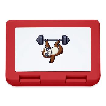 Skurriles Faultier Workout Klimmzüge Fitness - Brotdose - Rot - Vorne