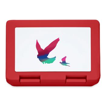 birds,colorful,watercolor,pigeons,flies - Lunchbox - red - Front
