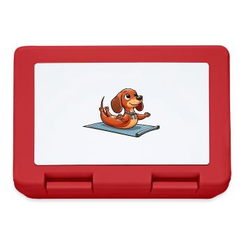 Dachshund Yoga Fitness Workout Cute Dog Gymnastics - Lunchbox - red - Front