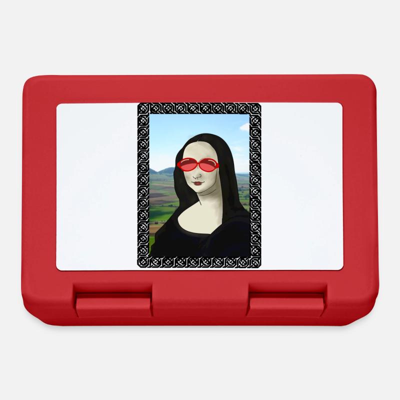 Mona Lisa with sunglasses - Lunchbox - red