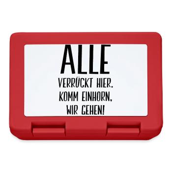 Alle Verrückt Hier Komm Einhorn Wir Gehen Geschenk - Brotdose - Rot - Vorne