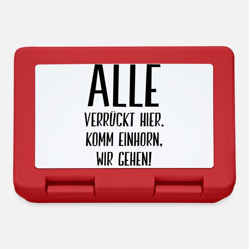 Alle Verrückt Hier Komm Einhorn Wir Gehen Geschenk - Brotdose - Rot