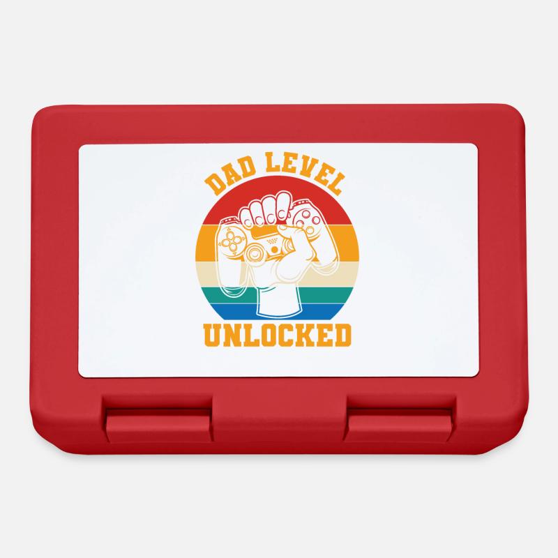 Dad Level Unlocked Retro Vintage New Dad - Lunchbox - red