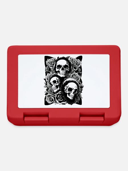 Skull with Roses Skull Horror Flowers - Lunchbox - red
