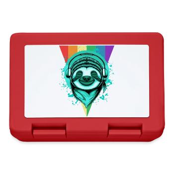 Sloth with headphones & rainbow - Lunchbox - red - Front