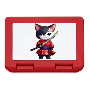 Cute samurai cat - Lunchbox - red - Front
